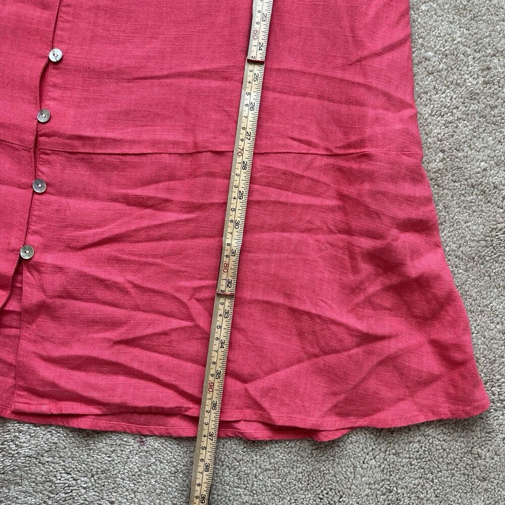 J Jill Button Up Dress Large Linen Blend Midi Guava Pink Cottage Core Coastal - Picture 8 of 8